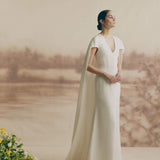 Tuberose Shoulder Cape Gown