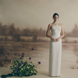 Luna Pearl Embellished Halter Gown