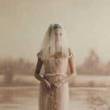 Daisy Blush Pink Shoulder Length Tulle Veil With Bow