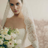 Jasmine Lace Waist Length Veil With Scalloped Edge