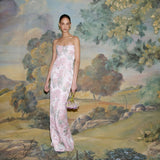 Odessa Light Pink Brocade Column Gown