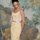 Acacia Belted Daisy Brocade Corset Dress