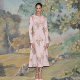 Gretel Cross Stitch Linen Midi Dress