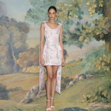 Gita Light Pink Brocade Mini Dress
