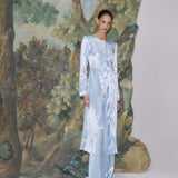 Heidi Ice Blue Hammered Satin Pull On Pant