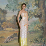 Esperanza Saffron Sequin Strapless Gown