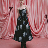 Soleil Metallic Watercolor Floral Brocade Midi Skirt