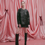 Cecily Black Rose Quilted Patent Jacket