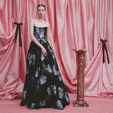Laila Metallic Watercolor Floral Brocade Gown