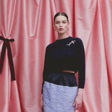 Romy Navy Floral Patch Cashmere Sweater