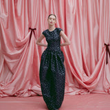 Ballade Navy Floral Brocade Gown