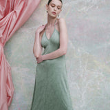Sylvette Pistachio Green Floral Jersey Midi Dress