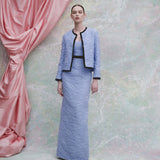 Monique Powder Blue Floral Cloque Jacket