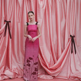 Solange Metallic Pink Floral Ombre Gown