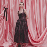 Apple Burgundy Floral Stripe Midi Dress