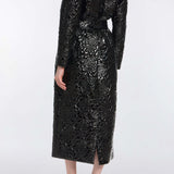 Briallen Black Rose Quilted Coat