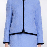 Monique Powder Blue Floral Cloque Jacket
