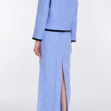 Monique Powder Blue Floral Cloque Jacket