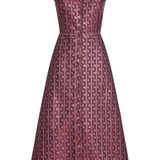 Minette Burgundy Floral Stripe Midi Dress