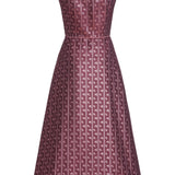 Minette Burgundy Floral Stripe Midi Dress