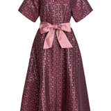Lutetia Burgundy Floral Stripe Midi Dress
