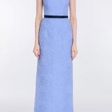 Robin Powder Blue Floral Cloque Gown