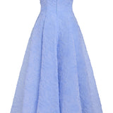 Rousseau Powder Blue Floral Cloque Midi Dress