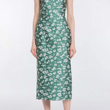 Numa Green and White Floral Brocade Corset Midi Dress