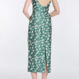 Numa Green and White Floral Brocade Corset Midi Dress
