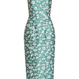 Numa Green and White Floral Brocade Corset Midi Dress