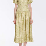 Roxane Green Floral Printed Twill Midi Dress