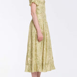 Roxane Green Floral Printed Twill Midi Dress