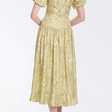 Roxane Green Floral Printed Twill Midi Dress