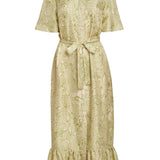 Ravello Green Floral Printed Twill Button Down Dress