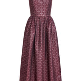 Apple Burgundy Floral Stripe Midi Dress