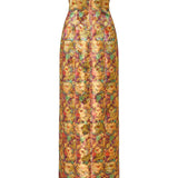 Odessa Golden Metallic Floral Column Gown