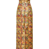 Odessa Golden Metallic Floral Column Gown