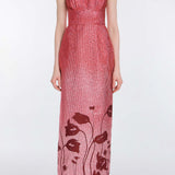 Solange Metallic Pink Floral Ombre Gown