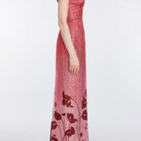 Solange Metallic Pink Floral Ombre Gown
