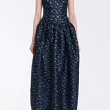 Ballade Navy Floral Brocade Gown