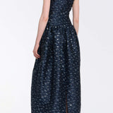 Ballade Navy Floral Brocade Gown