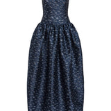 Ballade Navy Floral Brocade Gown