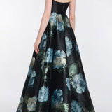 Laila Metallic Watercolor Floral Brocade Gown