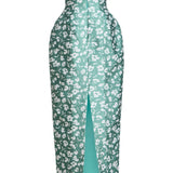 Marianne Green and White Floral Brocade Gown