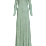 Coco Pistachio Green Floral Jersey Long Sleeve Gown