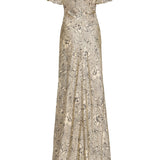 Lilou Black Floral Printed Twill V-Neck Gown