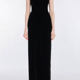 Vesper Black Velvet Gown With Shawl And Train