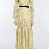 Calypso Green Floral Printed Twill Gown