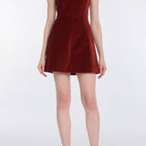 Jeanine Burgundy Velvet Mini Dress
