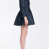Serge Navy Floral Brocade Mini Coat Dress